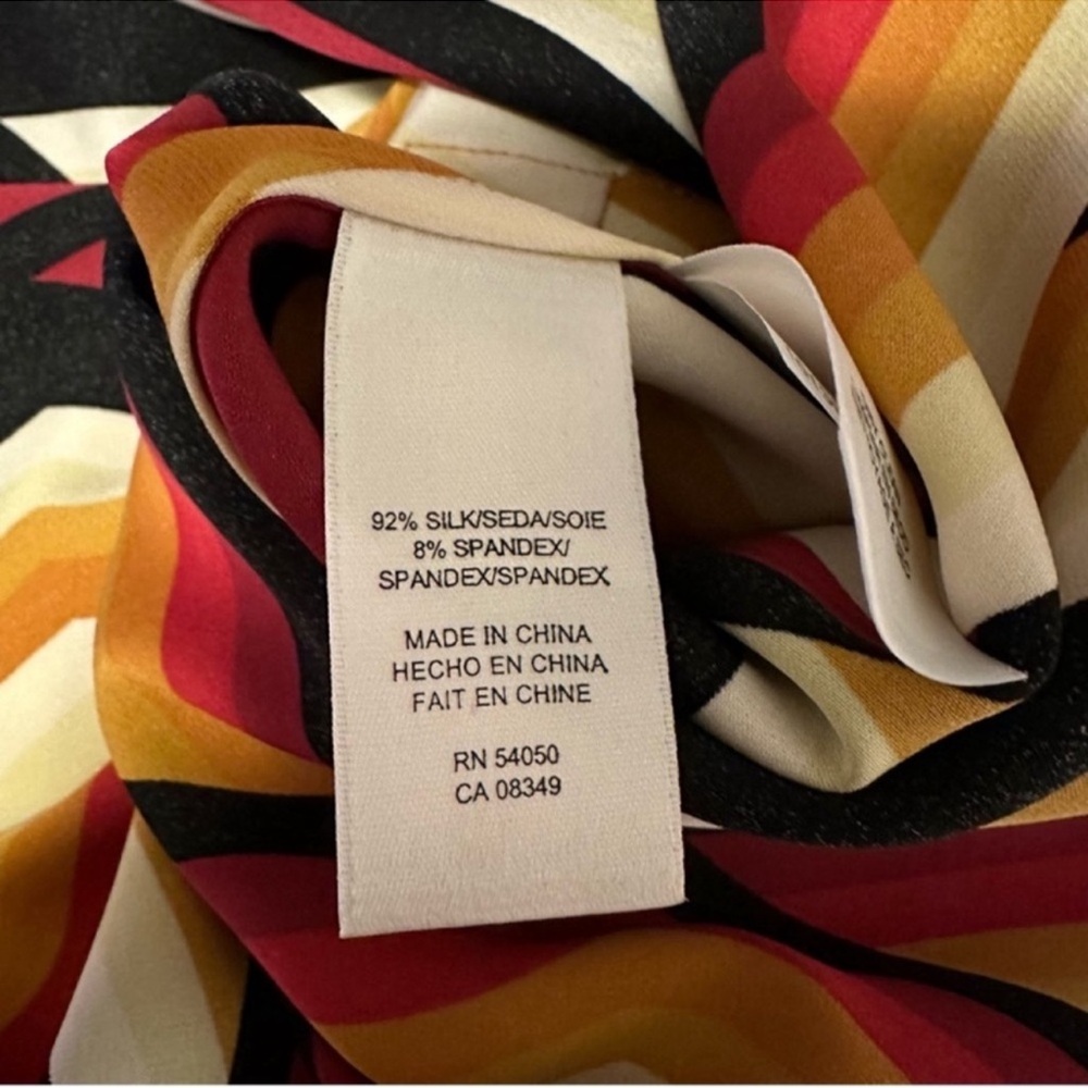 Anne Klein Red and Orange Geometric Top - Picture 8 of 8